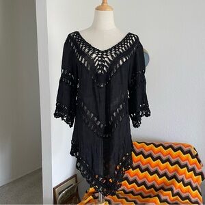 India Boutique Boho Hippie Crochet Tunic Top